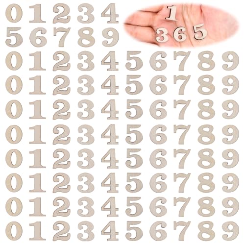 200pcs Holz-Zahlen, Naturholz Zahlen 0-9 Unbearbeitete Holznummern hölzerne 0-9 Zahlens DIY Dekoationen für DIY Kunsthandwerk Dekoration Display Hochzeit Party von Vin Beauty