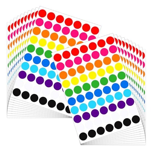 3500 Stück 20 mm Runde Farbige Punktaufkleber, Selbstklebende Etiketten, Runde Aufkleber, Punktaufkleber, Sammelalben, Preisschilder, Kalenderanhänger (10 Farben) von Vin Beauty