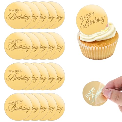 Cupcake-Topper aus Acryl, spiegelnd, personalisierbar, rund, rund, 20 Stück von Vin Beauty