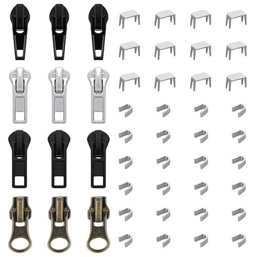 Reißverschluss-Reparatur-Set, 12-teilig, Universal-Ersatzschieber-Set Nr. 5, Reißverschlüsse, Ersatz für unteren und oberen Anschlag, Metall, Kunststoff, Nylon-Spiralreißverschlüsse Reißverschluss-Reparatur-Set, 12-teilig, Universal-Ersatzschieber-Set Nr. 5, Reißverschlüsse, Ersatz für unteren und oberen Anschlag, Metall, Kunststoff, Nylon-Spiralreißverschlüsse von Vin Beauty