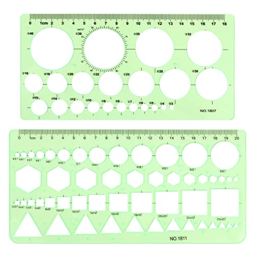 kreisschablone,schablonen,lochschablone,2 pack circle template set, plastic drawings measuring ruler stencils kit for digital drawing for school drawings engineering templates accessories supplies von Vin Beauty
