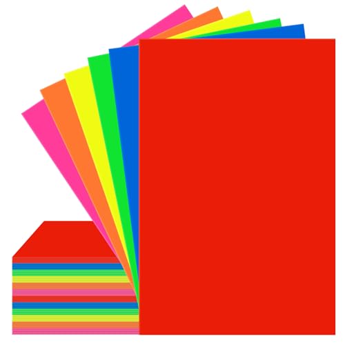 VinTS 60 Blatt Neonpapier, 21,6 x 29,4 cm, helles sortiertes neonfarbenes Kartonpapier für DIY-Tanzboden, Schulhandwerk, Zeichnen, Party-Dekorationen von VinTS