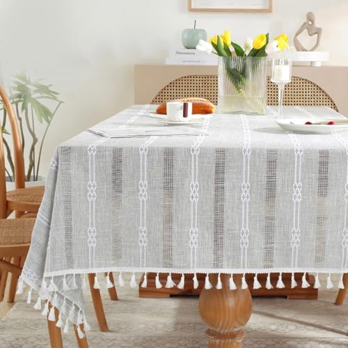 Vinbcorw Rechteckige Tischdecke Baumwoll Vintage Lin Dekoration - Quastenstil für Tischdekoration in Restaurants, Äußeren und Gärten,C,220 * 140cm von Vinbcorw