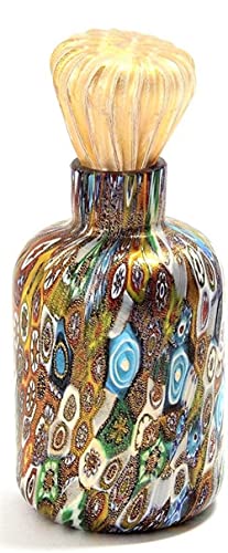 Flasche Blattgold Murrine Kollektion Murano Glas Made in Italy von Vinciprova Le Gemme di Venezia
