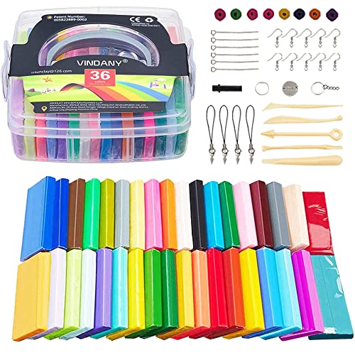 36 Farben Polymer Clay-Vindany Modellierung Ton Nontoxic Weiches DIY-Backset aus Ton mit Werkzeug und Aufbewahrungsbox Modelliermasse Set für Kinder 36 Farben Polymer Clay-Vindany Modellierung Ton Nontoxic Weiches DIY-Backset aus Ton mit Werkzeug und Aufbewahrungsbox Modelliermasse Set für Kinder von Vindany