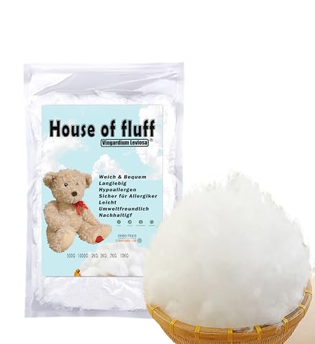 100% neu Prämie Komfort Kissenfüllung Hohlfaser-Polyesterfüllung zertifiziert nach Öko-Tex-Standard 100 für Füllwatte Kissen Kuscheltiere sehr flauschige Bastelwatte Füllmaterial weiß (500g) von Vingardium Leviosa