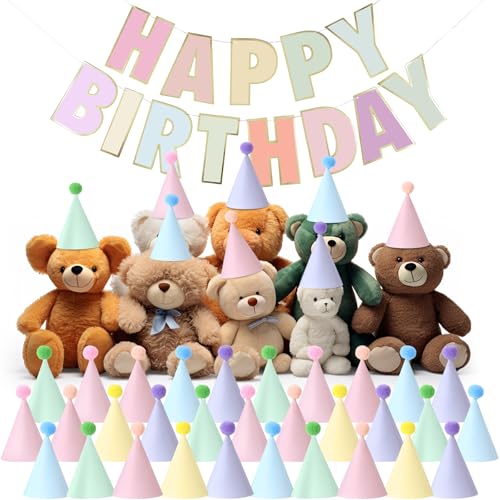 Vinsot 43 Stück pastellfarbene Kegelhüte mit Macaron "Happy Birthday", bunte Pastellbuchstaben, Banner, Mini-Regenbogen-Partyhüte für Erwachsene, Geburtstag, Tiere, Hund, Partyzubehör, Dekorationen Vinsot 43 Stück pastellfarbene Kegelhüte mit Macaron "Happy Birthday", bunte Pastellbuchstaben, Banner, Mini-Regenbogen-Partyhüte für Erwachsene, Geburtstag, Tiere, Hund, Partyzubehör, Dekorationen von Vinsot