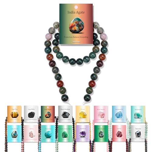 Vinswet 45 Stück 8 mm indische Achat-Natursteinperlen, rund, echte Steinperlen, lose Edelsteine, zum Selbermachen, glatte Perlen für Armbänder, Halsketten, Ohrringe, Schmuckherstellung Vinswet 45 Stück 8 mm indische Achat-Natursteinperlen, rund, echte Steinperlen, lose Edelsteine, zum Selbermachen, glatte Perlen für Armbänder, Halsketten, Ohrringe, Schmuckherstellung von Vinswet