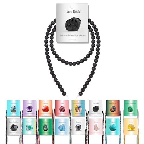 Vinswet 60 Stück 6 mm Lavastein-Natursteinperlen, rund, echte Steinperlen, lose Edelsteine, zum Selbermachen, glatte Perlen für Armbänder, Halsketten, Ohrringe, Schmuckherstellung von Vinswet