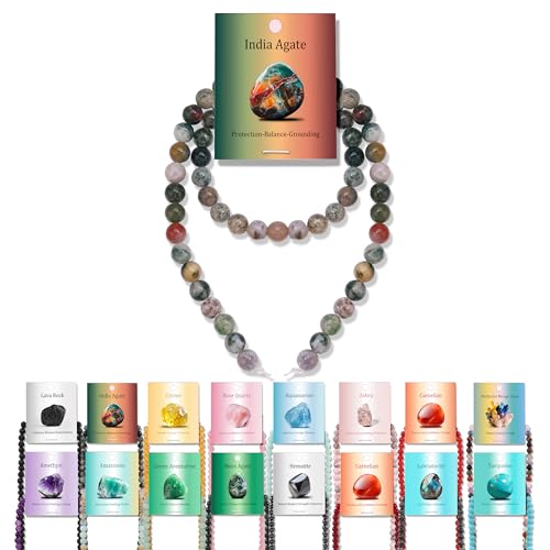 Vinswet 60 Stück 6 mm indische Achat-Natursteinperlen, rund, echte Steinperlen, lose Edelsteine, zum Selbermachen, glatte Perlen für Armbänder, Halsketten, Ohrringe, Schmuckherstellung von Vinswet