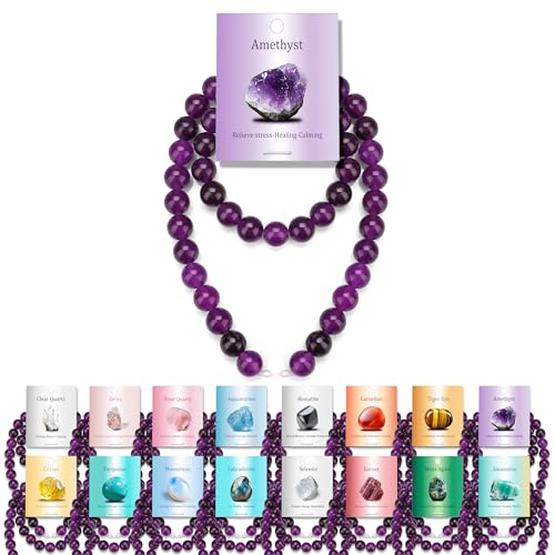 Vinswet Amethyst-Natursteinperlen, rund, echte Steinperlen, lose Edelsteine, zum Selbermachen, glatte Perlen für Armbänder, Halsketten, Ohrringe, Schmuckherstellung, 45 Stück von Vinswet