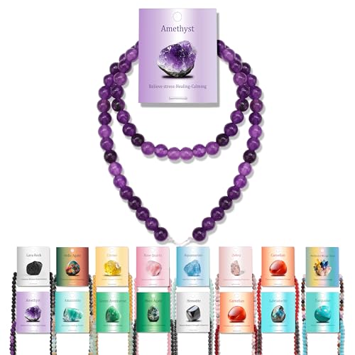 Vinswet Amethyst-Natursteinperlen, rund, echte Steinperlen, lose Edelsteine, zum Selbermachen, glatte Perlen für Armbänder, Halsketten, Ohrringe, Schmuckherstellung, 60 Stück von Vinswet
