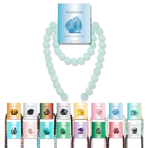 Vinswet Aquamarin-Natursteinperlen, rund, echte Steinperlen, lose Edelsteine, zum Selbermachen, glatte Perlen für Armbänder, Halsketten, Ohrringe, Schmuckherstellung, 45 Stück Vinswet Aquamarin-Natursteinperlen, rund, echte Steinperlen, lose Edelsteine, zum Selbermachen, glatte Perlen für Armbänder, Halsketten, Ohrringe, Schmuckherstellung, 45 Stück von Vinswet