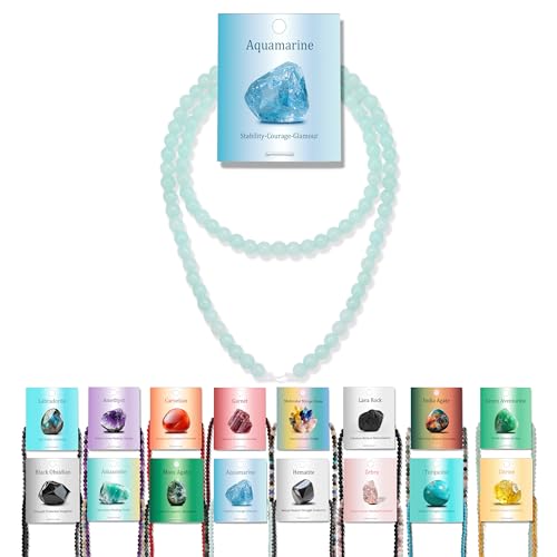 Vinswet Aquamarin-Natursteinperlen, rund, echte Steinperlen, lose Edelsteine, zum Selbermachen, glatte Perlen für Armbänder, Halsketten, Ohrringe, Schmuckherstellung, 90 Stück von Vinswet