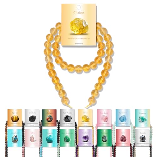 Vinswet Citrin-Natursteinperlen, rund, echte Steinperlen, lose Edelsteine, zum Selbermachen, glatte Perlen für Armbänder, Halsketten, Ohrringe, Schmuckherstellung, 8 mm, 45 Stück Vinswet Citrin-Natursteinperlen, rund, echte Steinperlen, lose Edelsteine, zum Selbermachen, glatte Perlen für Armbänder, Halsketten, Ohrringe, Schmuckherstellung, 8 mm, 45 Stück von Vinswet