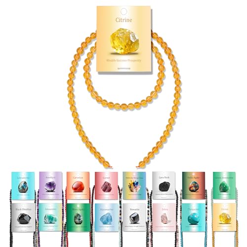 Vinswet Citrin-Natursteinperlen, rund, echte Steinperlen, lose Edelsteine, zum Selbermachen, glatte Perlen für Armbänder, Halsketten, Ohrringe, Schmuckherstellung, 90 Stück Vinswet Citrin-Natursteinperlen, rund, echte Steinperlen, lose Edelsteine, zum Selbermachen, glatte Perlen für Armbänder, Halsketten, Ohrringe, Schmuckherstellung, 90 Stück von Vinswet