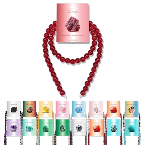 Vinswet Granat-Natursteinperlen, rund, echte Steinperlen, lose Edelsteine, zum Selbermachen, glatte Perlen für Armbänder, Halsketten, Ohrringe, Schmuckherstellung, 60 Stück Vinswet Granat-Natursteinperlen, rund, echte Steinperlen, lose Edelsteine, zum Selbermachen, glatte Perlen für Armbänder, Halsketten, Ohrringe, Schmuckherstellung, 60 Stück von Vinswet