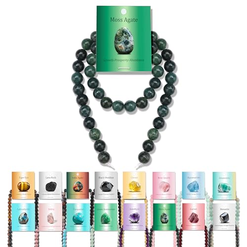 Vinswet Moosachat-Natursteinperlen, rund, echte Steinperlen, lose Edelsteine, zum Selbermachen, glatte Perlen für Armbänder, Halsketten, Ohrringe, Schmuckherstellung, 45 Stück Vinswet Moosachat-Natursteinperlen, rund, echte Steinperlen, lose Edelsteine, zum Selbermachen, glatte Perlen für Armbänder, Halsketten, Ohrringe, Schmuckherstellung, 45 Stück von Vinswet