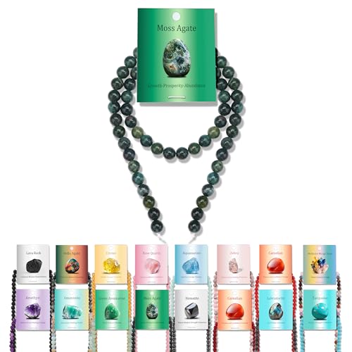 Vinswet Moosachat-Natursteinperlen, rund, echte Steinperlen, lose Edelsteine, zum Selbermachen, glatte Perlen für Armbänder, Halsketten, Ohrringe, Schmuckherstellung, 60 Stück Vinswet Moosachat-Natursteinperlen, rund, echte Steinperlen, lose Edelsteine, zum Selbermachen, glatte Perlen für Armbänder, Halsketten, Ohrringe, Schmuckherstellung, 60 Stück von Vinswet