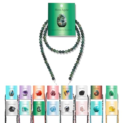 Vinswet Moosachat-Natursteinperlen, rund, echte Steinperlen, lose Edelsteine, zum Selbermachen, glatte Perlen für Armbänder, Halsketten, Ohrringe, Schmuckherstellung, 90 Stück Vinswet Moosachat-Natursteinperlen, rund, echte Steinperlen, lose Edelsteine, zum Selbermachen, glatte Perlen für Armbänder, Halsketten, Ohrringe, Schmuckherstellung, 90 Stück von Vinswet