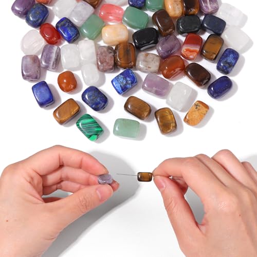 Vinswet Natürliche Steinschlag-Perlen, runde Scheibe, lose Perlen, lose Edelsteine, zum Selbermachen, glatte Perlen für Armbänder, Halsketten, Ohrringe, Schmuckherstellung (natürliche Splitterperlen von Vinswet