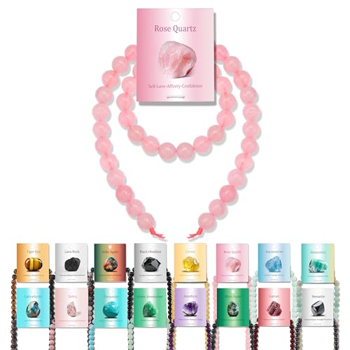 Vinswet Rosenquarz-Natursteinperlen, rund, echte Steinperlen, lose Edelsteine, zum Selbermachen, glatte Perlen für Armbänder, Halsketten, Ohrringe, Schmuckherstellung, 45 Stück Vinswet Rosenquarz-Natursteinperlen, rund, echte Steinperlen, lose Edelsteine, zum Selbermachen, glatte Perlen für Armbänder, Halsketten, Ohrringe, Schmuckherstellung, 45 Stück von Vinswet