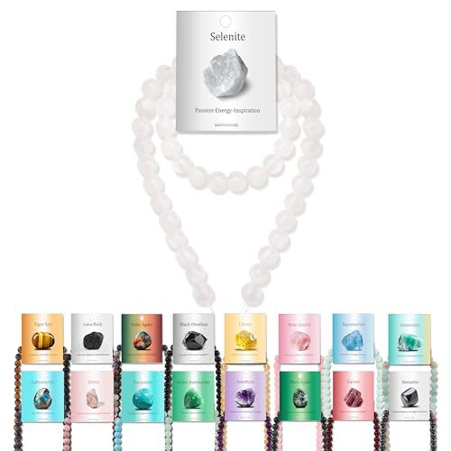 Vinswet Selenit-Natursteinperlen, rund, echte Steinperlen, lose Edelsteine, zum Selbermachen, glatte Perlen für Armbänder, Halsketten, Ohrringe, Schmuckherstellung, 45 Stück Vinswet Selenit-Natursteinperlen, rund, echte Steinperlen, lose Edelsteine, zum Selbermachen, glatte Perlen für Armbänder, Halsketten, Ohrringe, Schmuckherstellung, 45 Stück von Vinswet