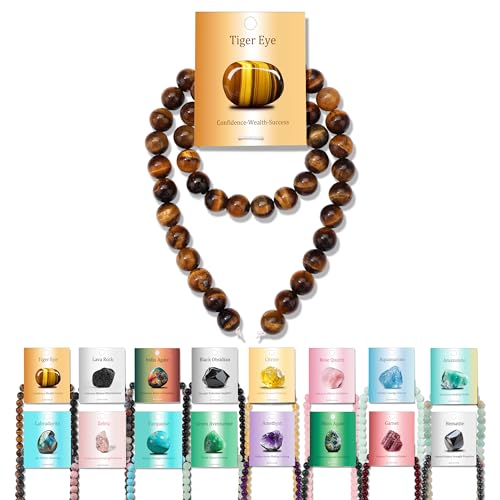 Vinswet Tigerauge-Natursteinperlen, rund, echte Steinperlen, lose Edelsteine, zum Selbermachen, glatte Perlen für Armbänder, Halsketten, Ohrringe, Schmuckherstellung, 45 Stück Vinswet Tigerauge-Natursteinperlen, rund, echte Steinperlen, lose Edelsteine, zum Selbermachen, glatte Perlen für Armbänder, Halsketten, Ohrringe, Schmuckherstellung, 45 Stück von Vinswet
