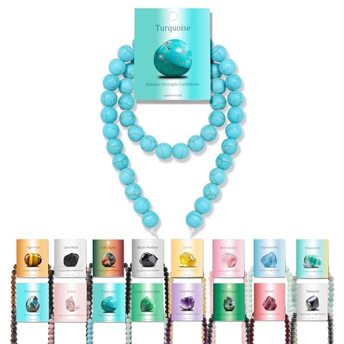Vinswet Türkis-Natursteinperlen, rund, echte Steinperlen, lose Edelsteine, zum Selbermachen, glatte Perlen für Armbänder, Halsketten, Ohrringe, Schmuckherstellung, 45 Stück Vinswet Türkis-Natursteinperlen, rund, echte Steinperlen, lose Edelsteine, zum Selbermachen, glatte Perlen für Armbänder, Halsketten, Ohrringe, Schmuckherstellung, 45 Stück von Vinswet