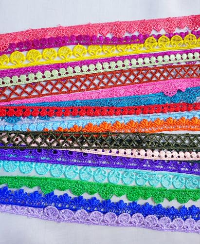 Einzigartige Sari-Bordüre DS241 zum Verpacken von Geschenken, 20 Stück, 20 Meter (je 91 cm), Zari Art Craft Scrapbook Bordüren von Vintage Fabrics Crafts