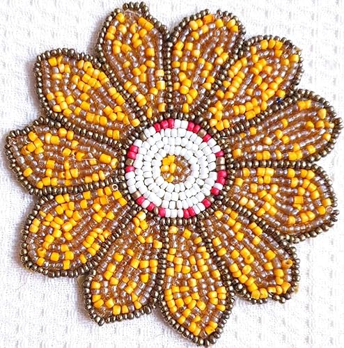 Untersetzer mit echten Glasperlen, Blumenmotiv, 2 Stück, ethnisches Blumenmuster, Untersetzer für Tee, Kaffee oder Heimdekoration, aufwendig gearbeitete Glasperlen, Tischsets, perfekt für Untersetzer mit echten Glasperlen, Blumenmotiv, 2 Stück, ethnisches Blumenmuster, Untersetzer für Tee, Kaffee oder Heimdekoration, aufwendig gearbeitete Glasperlen, Tischsets, perfekt für von Vintage Fabrics Crafts