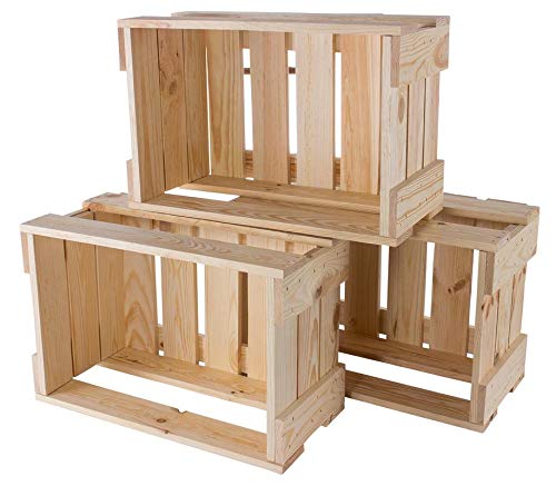 Vintage-Möbel24 Helle natur Weinkiste 46cm x 30,5cm x 24cm Obstkisten Flaschenkiste Aufbewahrungsbox Land Regal Holz unbehandelt klassisch Schuhbox DIY von Vintage-Möbel24