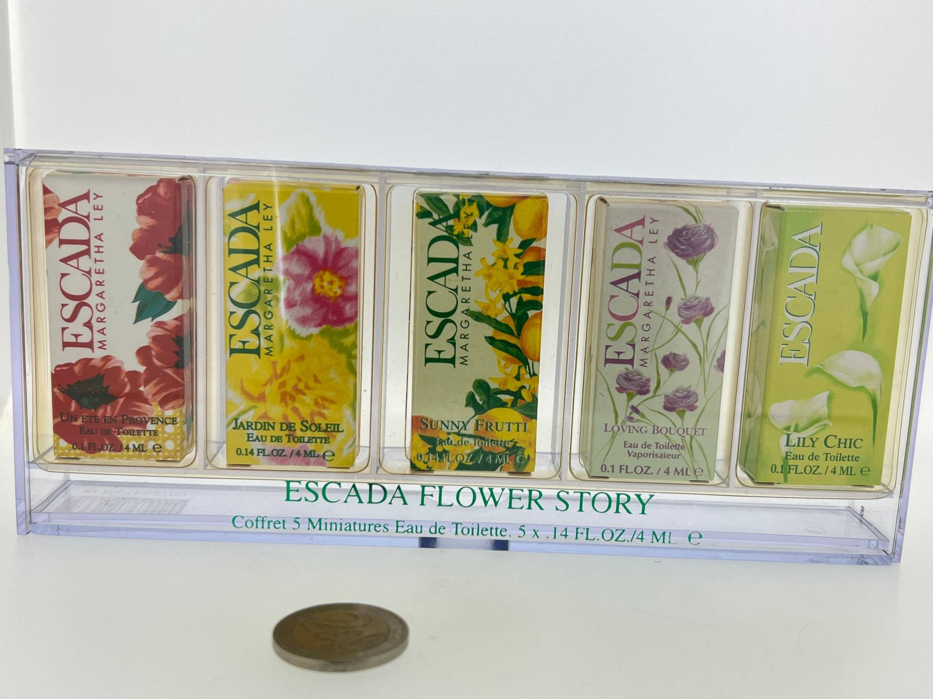 Set Escada 5 Miniatur Eau De Parfum, Lily Chic, Loving Bouquet, Sunny Frutti, Jardin De Soleil, Un Été En Provence Ml von VintagePerfumeShop