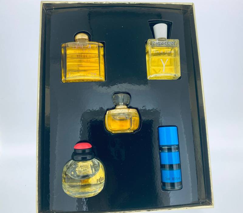 Set Yves Saint Laurent 5 Miniparfum - Opium, Y, Paris, Rive Gauche, Yvresse Champagne Ml, 7 Ml von VintagePerfumeShop