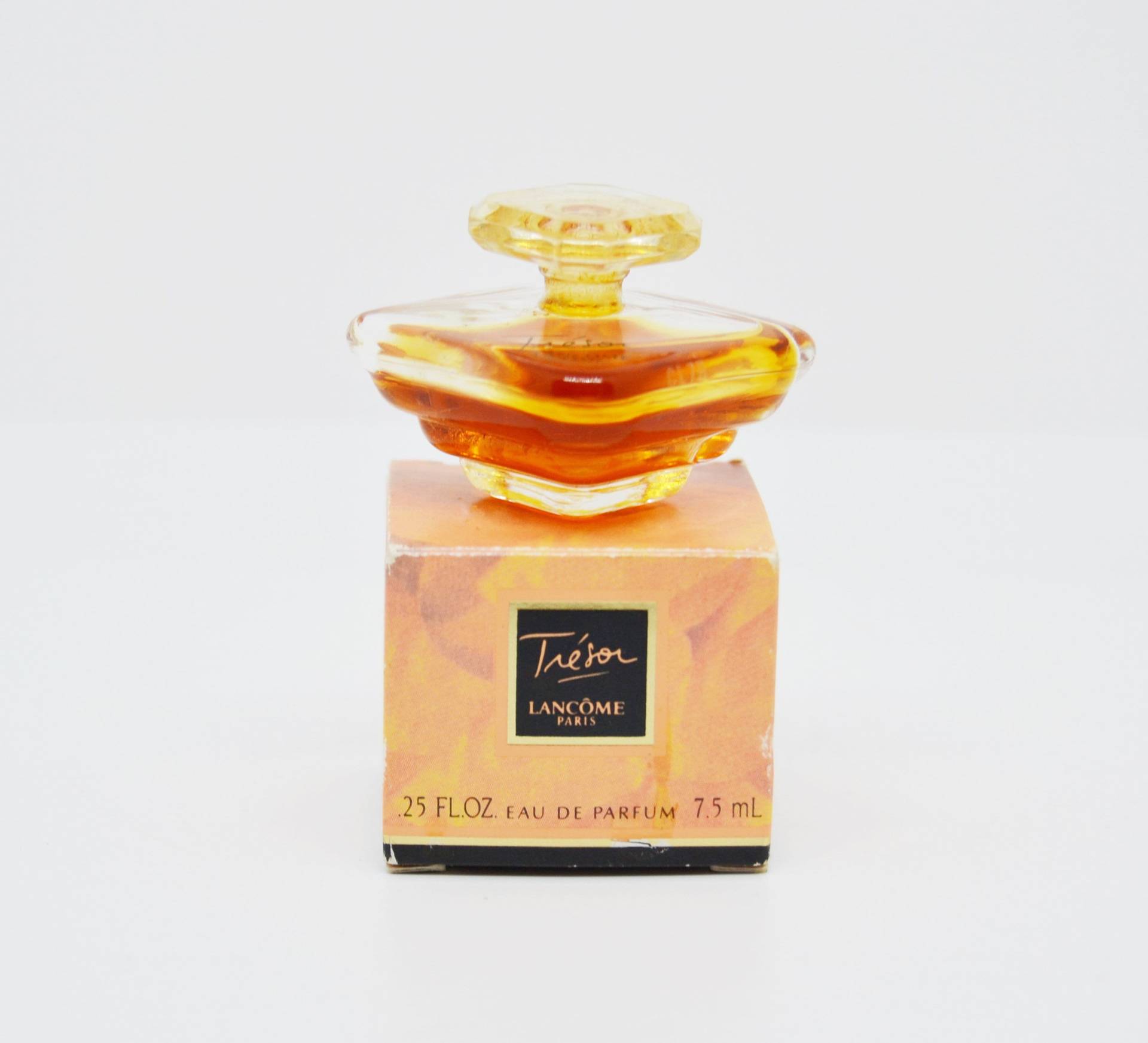 Miniatur Parfüm Tresor Verwendet Wenig, Lancome Eau De Parfum Edp 7, 5Ml Miniatur-Sensation Ohne Spray Seltene Frau Vintage 1990 von VintageTesorosDiseno