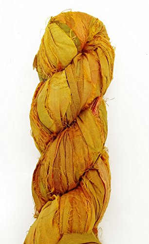 100 g recyceltes Sari-Seidenband zum Herstellen von Schmuck, Pfirsichfarben gemischt von VintageandYou