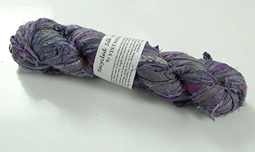 100g Recycled Sari Silk Ribbon Garn, Schmuck machen Trim - Dirty Purple Mix von VintageandYou