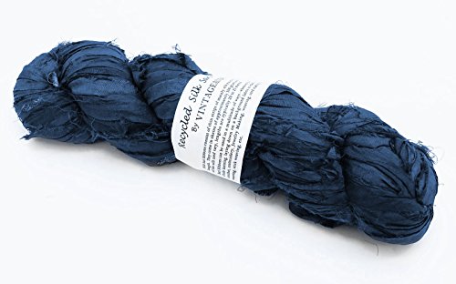 100g Recycled Sari Silk Ribbon Garn, Schmuck machen Trim - Preußen Blau von Vintageandyou