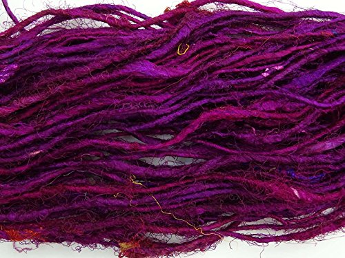 Recycled Sari Silk Garn Handgesponnene Dunkel Magenta Weiche Garne 100g Recycled Sari Silk Garn Handgesponnene Dunkel Magenta Weiche Garne 100g von Vintageandyou