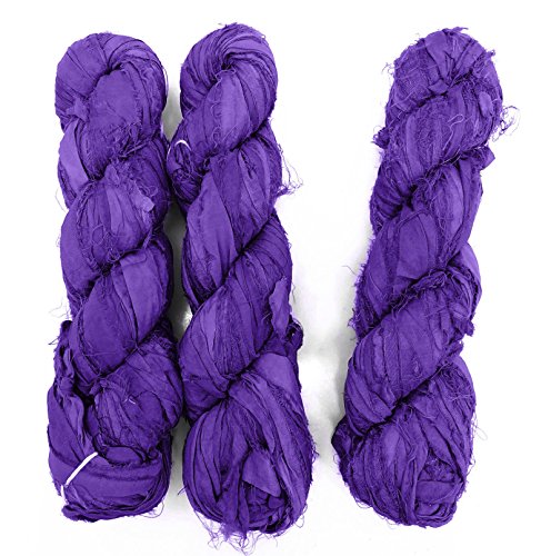 100g Recycled Sari Silk Band Garn, Schmuck machen Trim - Lila 100g Recycled Sari Silk Band Garn, Schmuck machen Trim - Lila von Vintageandyou