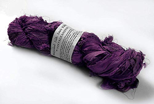 100g Recycled Sari Silk Ribbon Garn, Schmuck machen Trim - Pflaume Lila 100g Recycled Sari Silk Ribbon Garn, Schmuck machen Trim - Pflaume Lila von Vintageandyou