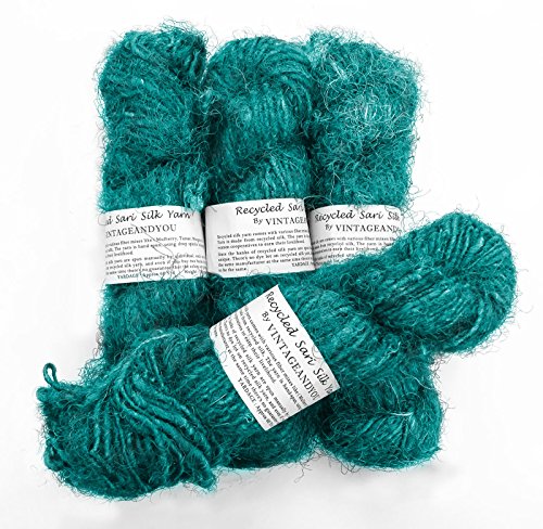 100g Recycling Sari Seidengarn Handgesponnene Knickentenblau Weiche Garne 100g Recycling Sari Seidengarn Handgesponnene Knickentenblau Weiche Garne von Vintageandyou