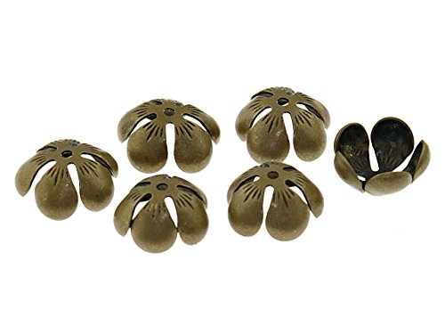 10 Blumen Perlkappen in antik Bronze, 12 mm von Vintageparts, DIY-Schmuck von Vintageparts FACHHANDEL FÜR SCHMUCKZUBEHÖR