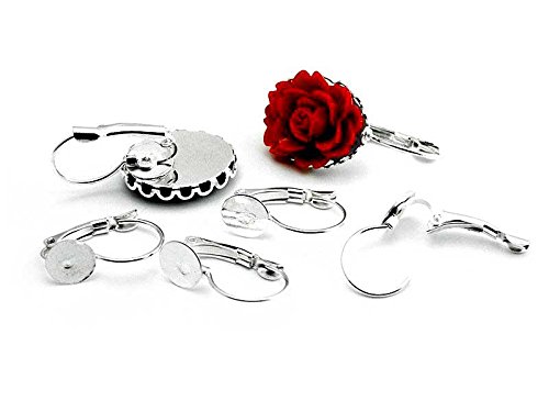 Vintageparts 10 Brisuren in silberfarben mit 8 mm Klebepad, DIY-Schmuck von Vintageparts FACHHANDEL FÜR SCHMUCKZUBEHÖR