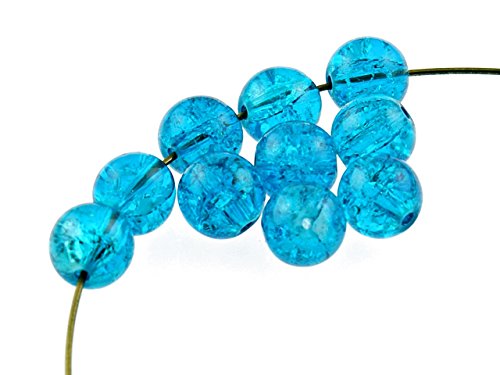Vintageparts 10 Crackle Glasperlen in türkis, 12 mm, DIY-Schmuck von Vintageparts FACHHANDEL FÜR SCHMUCKZUBEHÖR