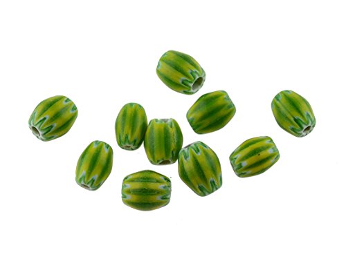 10 Glasperlen als Melone in grün von Vintageparts, DIY-Schmuck von Vintageparts FACHHANDEL FÜR SCHMUCKZUBEHÖR