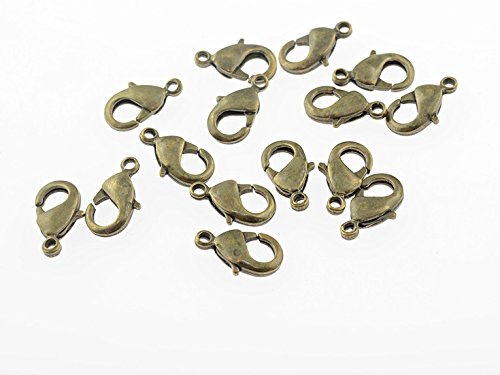 Vintageparts 10 Karabiner aus Messing in antik bronzefarben, DIY-Schmuck von Vintageparts FACHHANDEL FÜR SCHMUCKZUBEHÖR