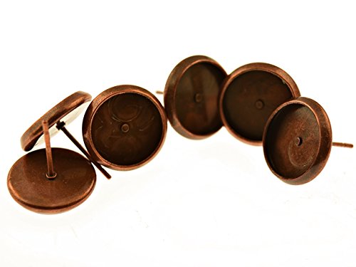 Vintageparts 10 Ohrstecker in antik kupferfarben für 10 mm Cabochons, DIY-Schmuck von Vintageparts FACHHANDEL FÜR SCHMUCKZUBEHÖR