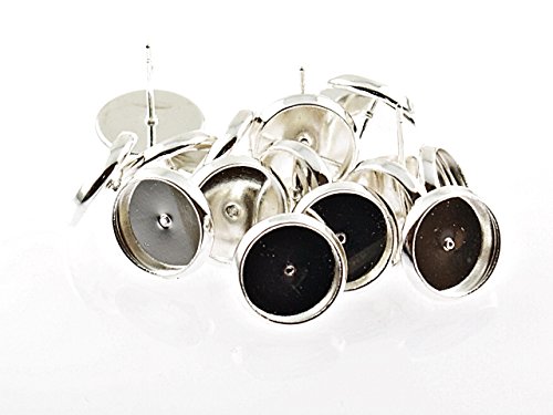 Vintageparts 10 Ohrstecker in silberfarben für 10 mm Cabochon, DIY-Schmuck von Vintageparts FACHHANDEL FÜR SCHMUCKZUBEHÖR