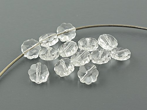 12 Glasschliffperlen als Blume in klar, 8 mm von Vintageparts FACHHANDEL FÜR SCHMUCKZUBEHÖR